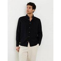 River Island Regular Fit Linen Blend Shirt - Black