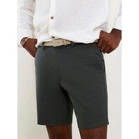 River Island Slim Fit Belted Chino Shorts