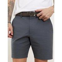 River Island Slim Fit Belted Chino Shorts