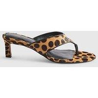 River Island Leopard Print Toe Thong Mule Sandals