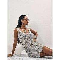 River Island Metallic Knit Tunic Beach Dress