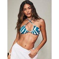 Kbx Swim Essentials Non-Wired Triangle Bikini Top - Blue And White Print