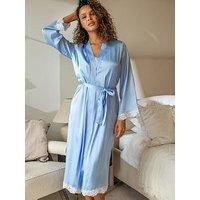 Pour Moi Dusk Satin And Lace Kimono Sleeve Dressing Gown