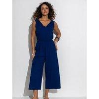 Pour Moi Maya Cotton Slub Jersey Built-Up Cropped Leg Jumpsuit