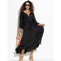 Pour Moi Tassel Trim Tiered Maxi Kaftan