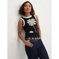 River Island Knitted Daisy Sleeveless Jumper