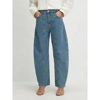 River Island Seamed Raw Hem Barrel Leg Jeans
