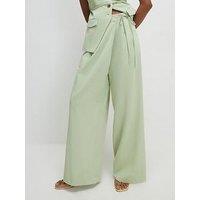 River Island Wrap Detail Wide Leg Trousers