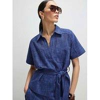 River Island Linen Look Collared Belted Top