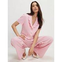 River Island Linen Blend Cropped Scallop Trim Jacket