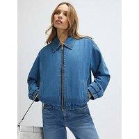River Island Gather Detail Denim Bomber Jacket