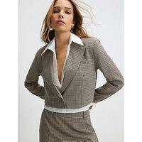 River Island Check Hybrid Cropped Blazer