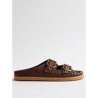 River Island Leopard Lined Footbed Sandals