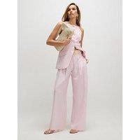 River Island Linen Look Belted Wide Leg Trousers