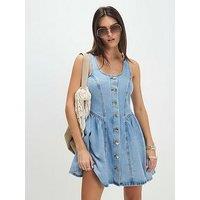River Island Denim Button Front Mini Dress