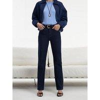 River Island High Waisted Belted Straight Leg Jeans