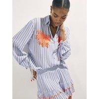 River Island Striped Embellished Palm Beach Shirt