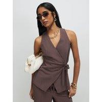 River Island Striped Soft Tie Front Top