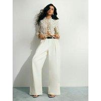 River Island Belted Pleated Wide Leg Jeans