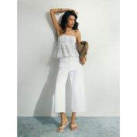 River Island High Waisted Wide Leg Cropped Jeans - White