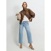 River Island High Waisted Wide Leg Cropped Jeans - Blue