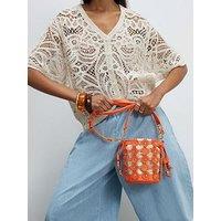 River Island 3D Floral Cut Out Bucket Bag - Orange