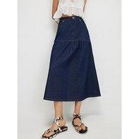 River Island Panelled Denim Midi Skirt - Blue