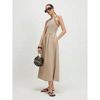 River Island Sleeveless Whipstitch Maxi Dress - Beige