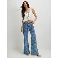 River Island Floral Print Relaxed Straight Jeans - Blue