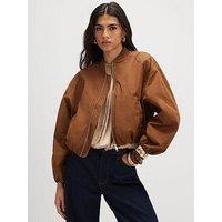 River Island Long Sleeve Bomber Jacket - Dark Orange
