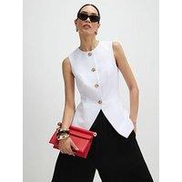 River Island Button Detail Waistcoat - White