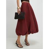 River Island Red Bubble Hem Midi Skirt - Dark Orange