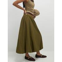 River Island Bubble Hem Midi Skirt - Khaki