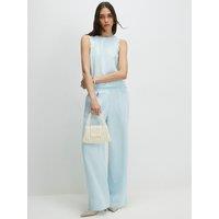 River Island Scallop Trim Wide Leg Trousers - Blue
