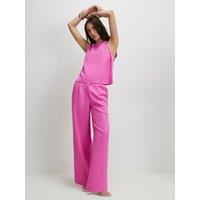 River Island Linen Blend Scallop Wide Leg Trousers - Pink