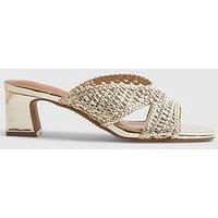 River Island Woven Block Heel Mule Sandals - Gold