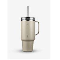Decathlon 1 L Insulated Mug With Straw In Stainless Steel, For Hiking And Camping - Beige