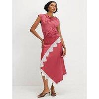 River Island Lace Hybrid Drape Maxi Dress - Pink