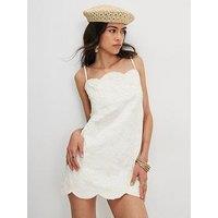 River Island Embroidered Denim Mini Dress - White