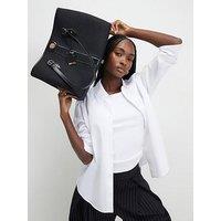River Island Stripe Monogram Shopper Bag - Black