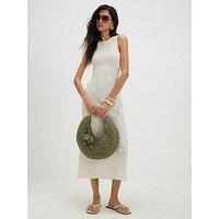 River Island Sleeveless 3D Flower Trim Midi Dress - White