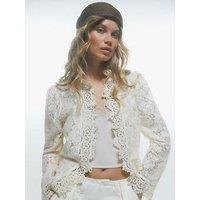 River Island Lace Detail Drummer Jacket - Cream