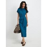 River Island Premium Short Sleeve Tie Side Midi Dress - Blue