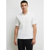 River Island Slim Fit Ottoman Open Neck Polo Shirt
