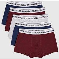 River Island Red Mixed Waistband Pack Of 5 Trunks