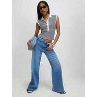 River Island Turn Down Hem Wide Leg Jeans