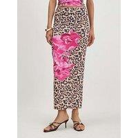 River Island Leopard Floral Maxi Skirt