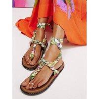 River Island Chain Detail Scarf Tie Footbed Sandals - Green