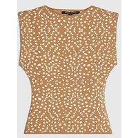 River Island Petite Short Deer Print Fitted Brunch Top - Brown