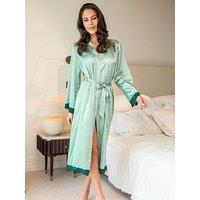 Pour Moi Dusk Satin And Lace Kimono Sleeve Dressing Gown